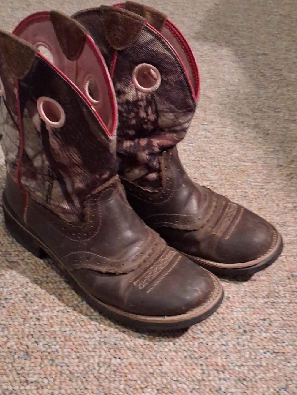 Ariat Pink and Brown Leather Pull-On Boot (Girls')